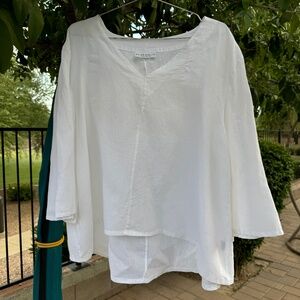 BRYN WALKER 100% LINEN V-NECK TOP SIZE XL